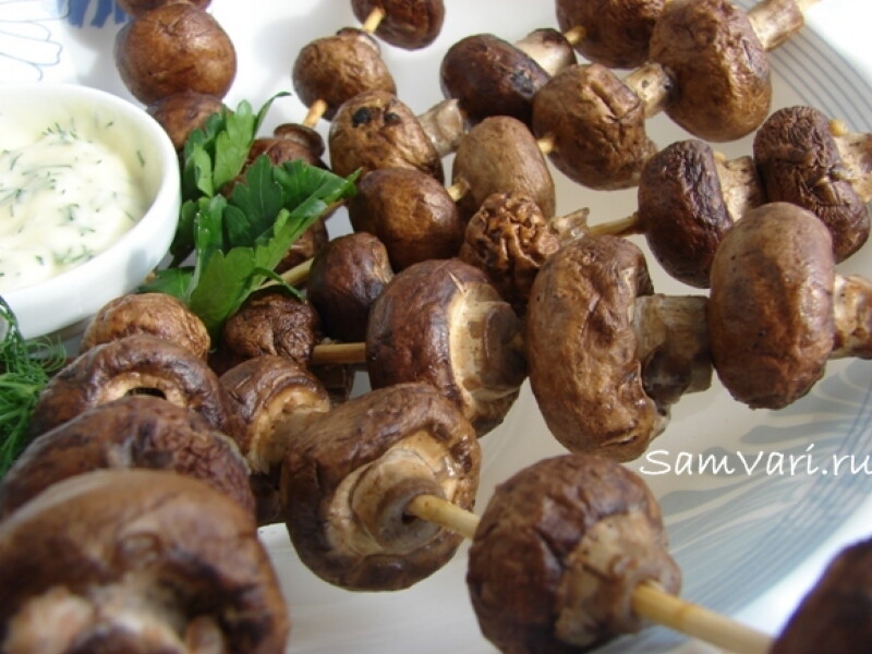 Шашлык из грибов шампиньонов: Восемь лучших рецептов